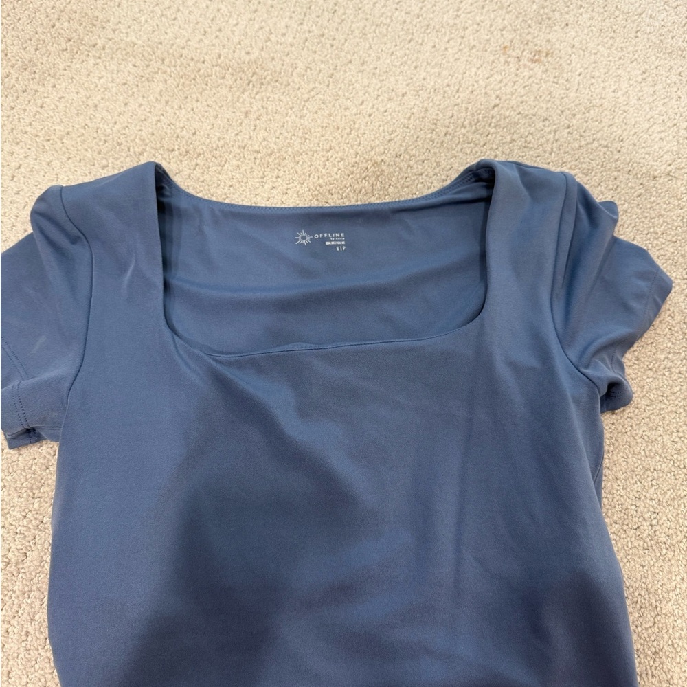 Fitted Blue Cap Sleeve T-Shirt